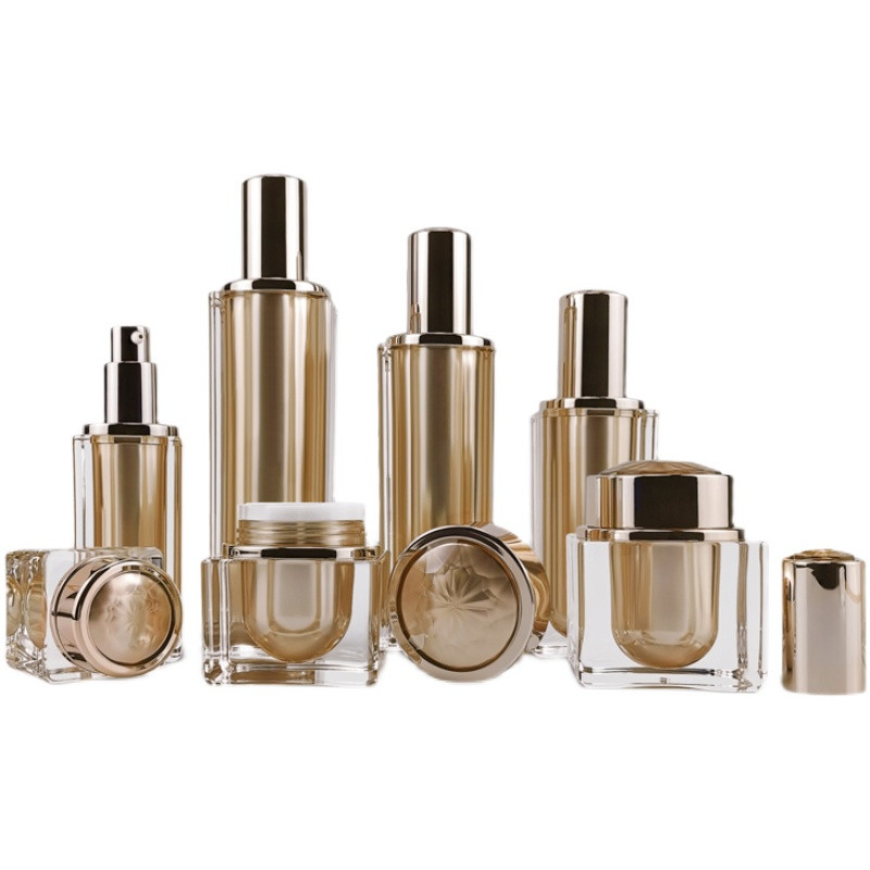 Luxury Skincare Packaging - Botol Kosmetik Krim Emas Akrilik Kualitas